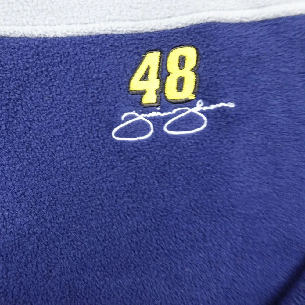 Jimmie Johnson Sweater Mens L Blue NASCAR Racing‎ 48 Car 1/4 Zip Fleece Pullover